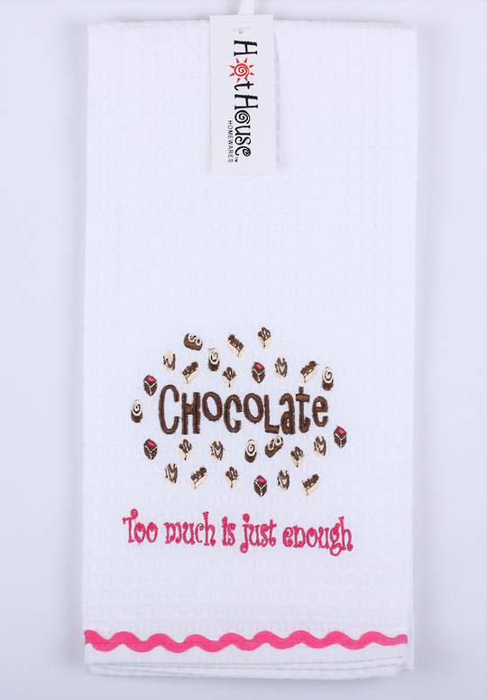 Tea towel "Chocolate Too much is just enough " Code: T/T-GF/CHO/ENO.